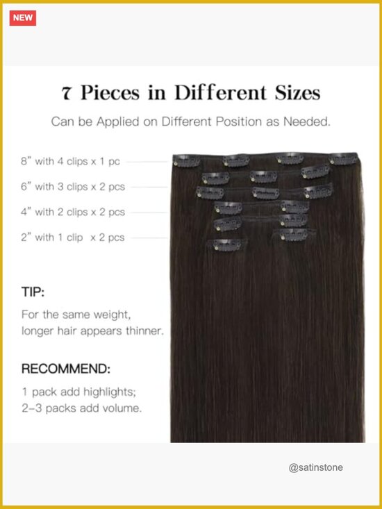 120g 14 Inch 7pcs Clip in Hair Extensions Real Human Hair Straight Remy main image 4